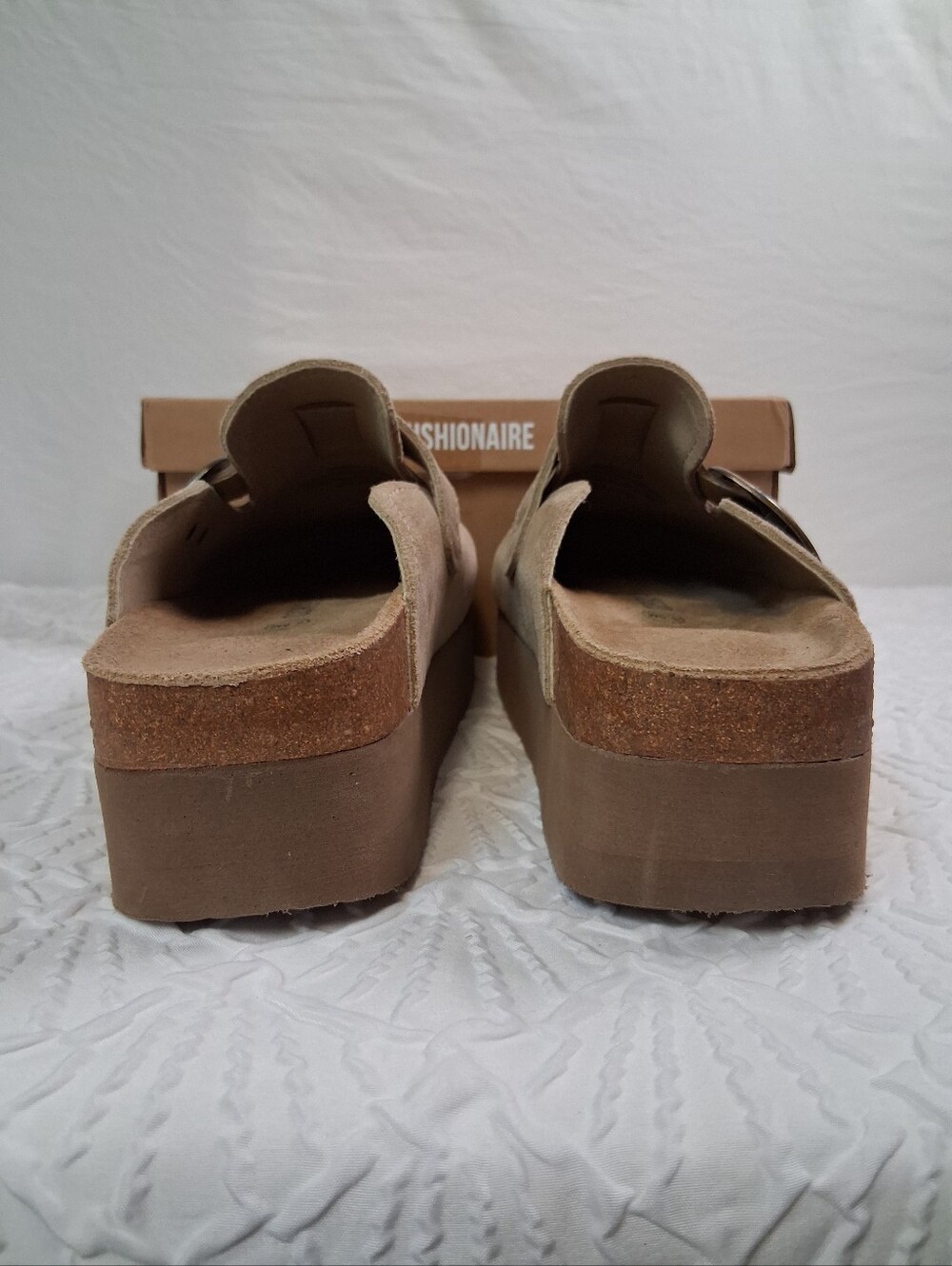 Cushionaire New Platform Suede Mule with Buckle in Taupe - Picture 6 of 17
